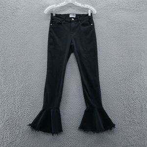 Frame Denim Women Le Skinny de Jeanne Flounce Jeans 27 Black Stretch Ruffle‎